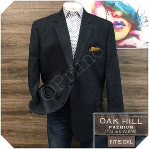 OAK HILL Mens Tweed Blazer Sport Coat Casual Jacket Size 54L Classic Wool Suit